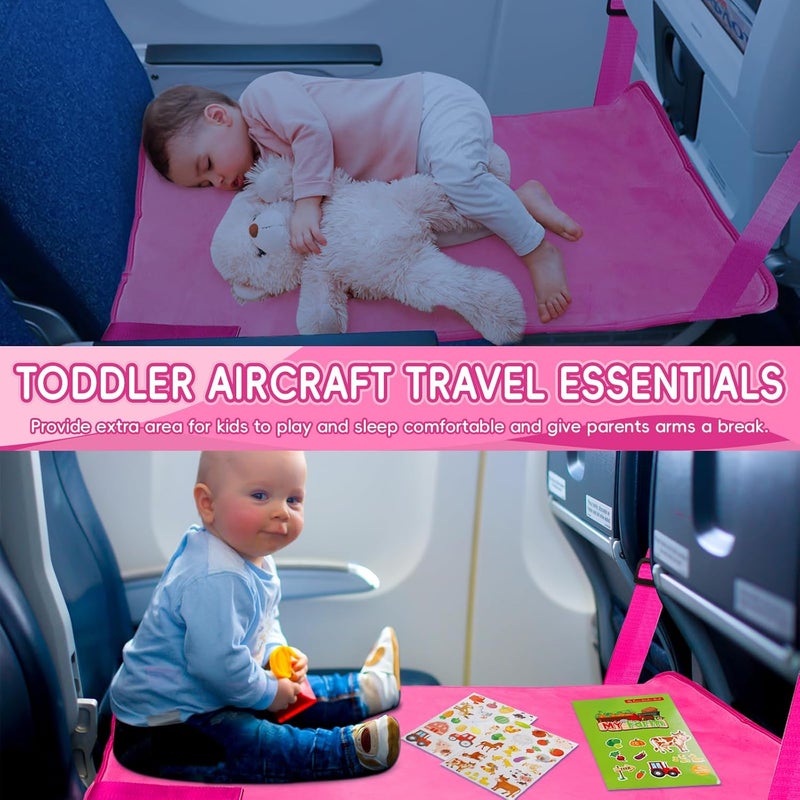 GoCozy Toddler Airplane Bed, Travel Essentials for Kids, Soft Toddler Airplane Travel Essentials with Sticker Book, Pink - Image 2